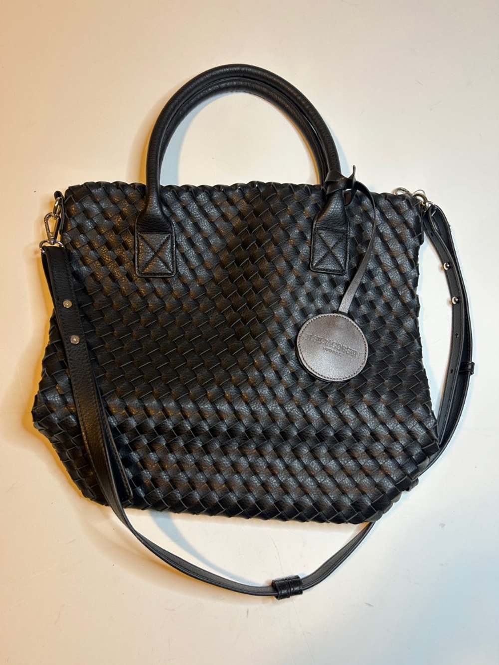 ILSE JACOBSEN women's braided tote bag in gun metal
